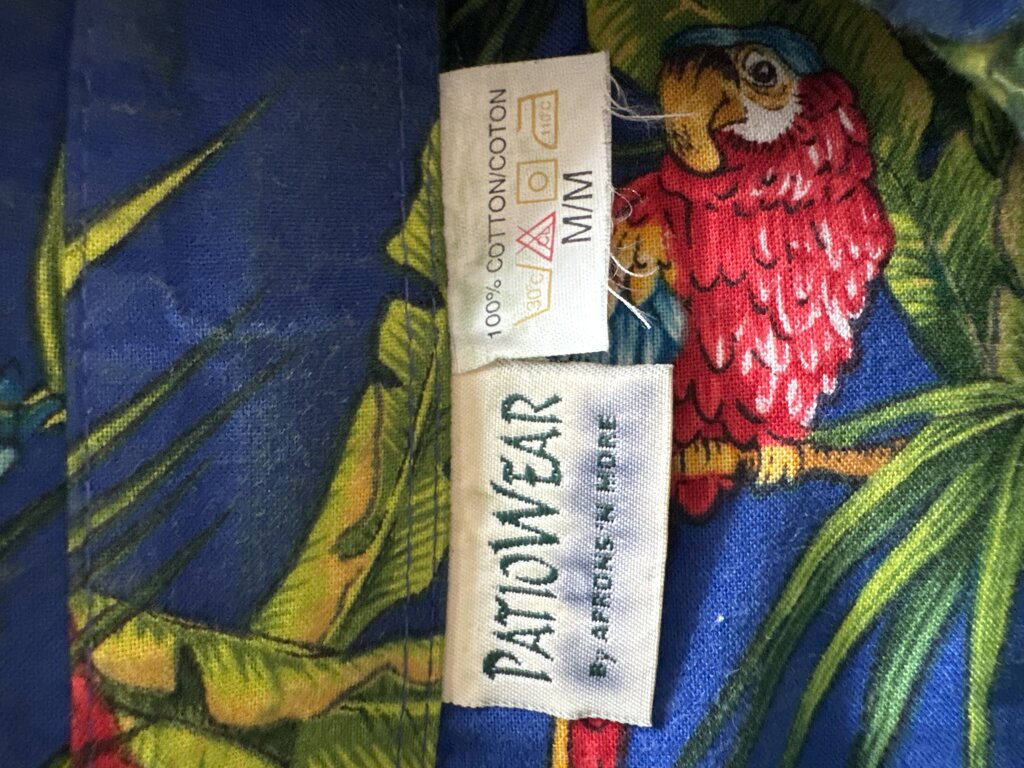 1990s - Patiowear Tropical Parrot Shirt – Royal Blue Jungle Print (M)