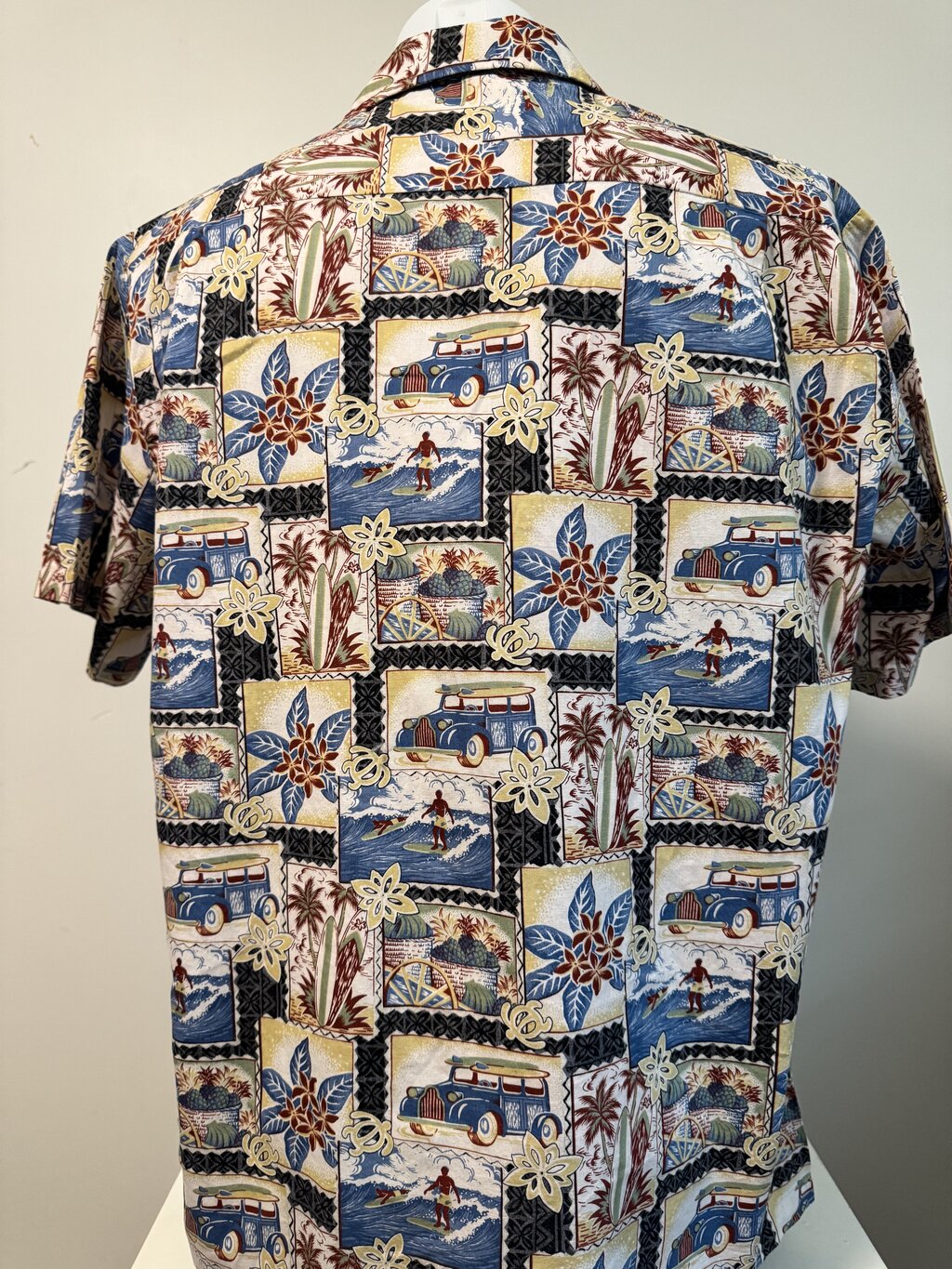Tropicana 90s Surf Woody Aloha Shirt – Vintage Cotton with Coconut Buttons (XL)