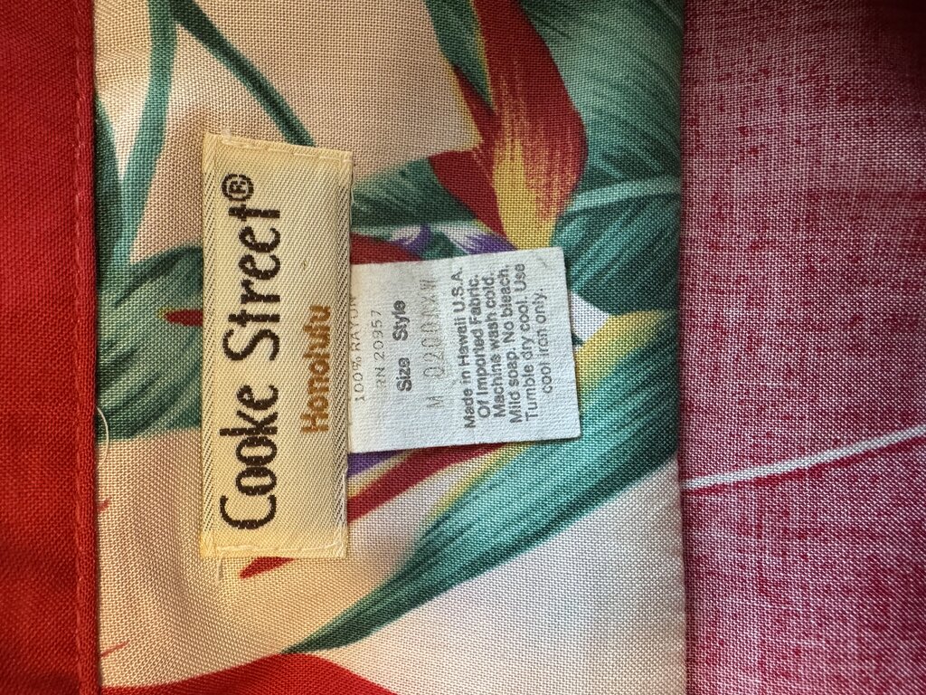 1990s Cooke Street Anthurium & Bird of Paradise Shirt – Red & Cream Rayon (M)