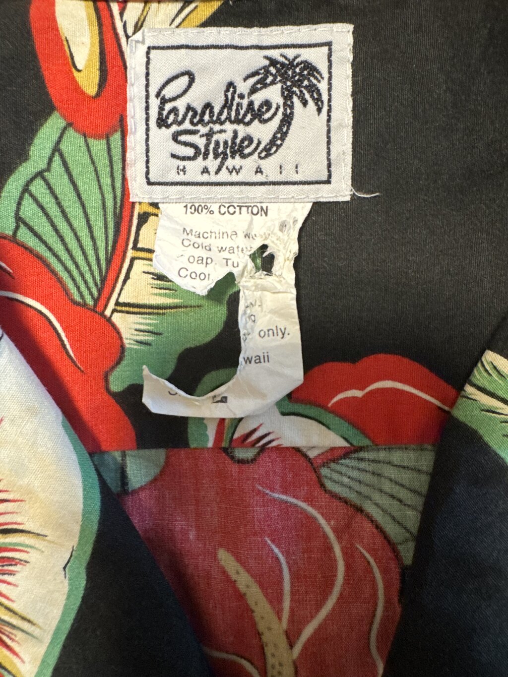 1980s Paradise Style Anthurium & Bird of Paradise Shirt – Black Cotton (L)