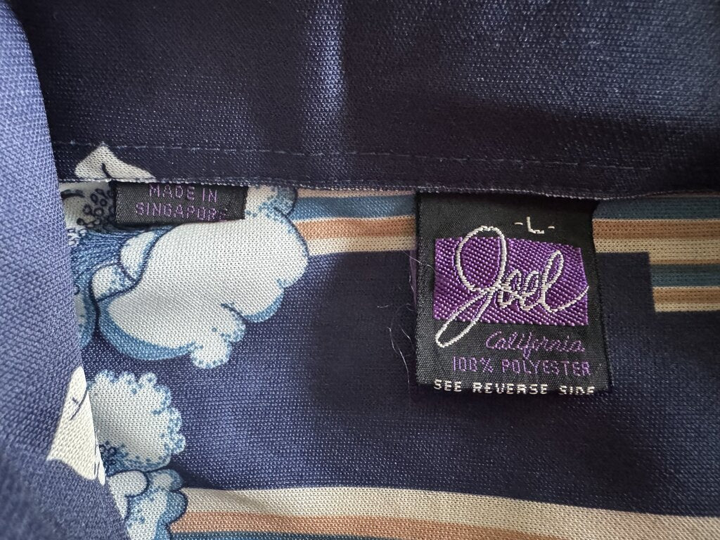 1970s Joel California Blue Floral Stripe Shirt – Made in Singapore