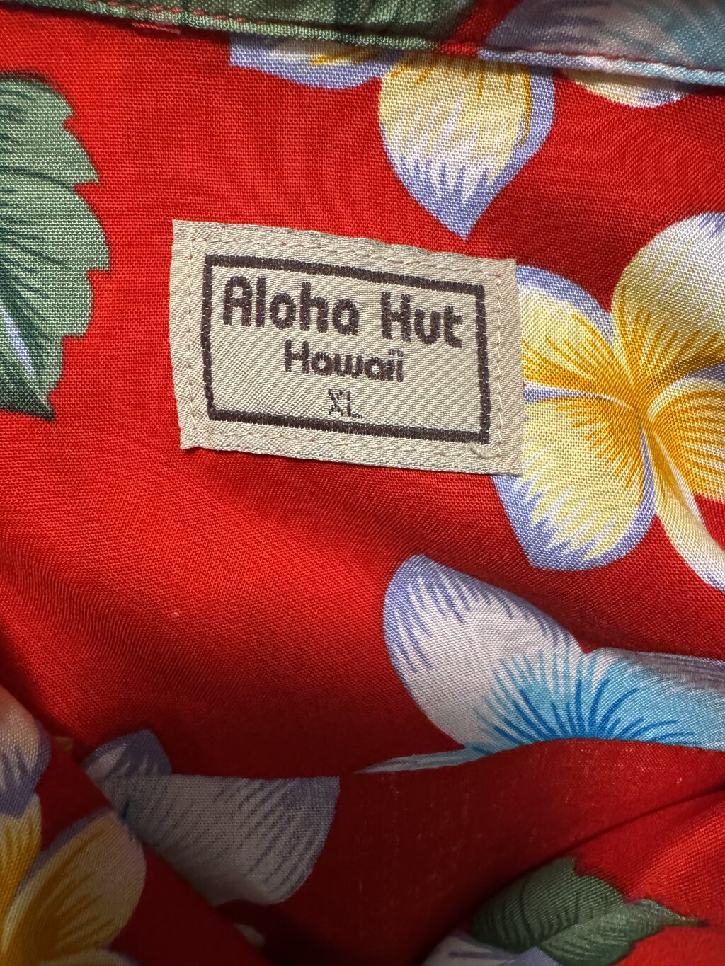 1990s Aloha Hut Floral Hibiscus & Plumeria Shirt – Red & Multi (XL)