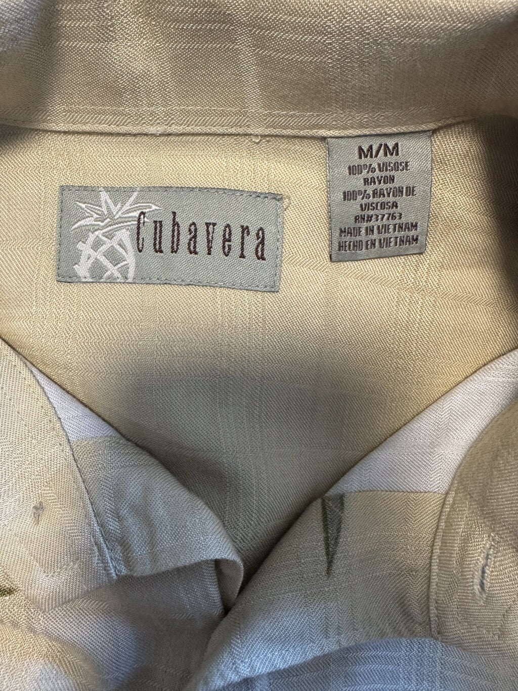 2000s Cubavera Pineapple & Orchid Shirt – Beige & Green (M)