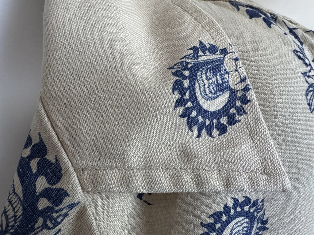 Late 1970s to early 1980s - Paradise Cove Barkcloth Shirt – Polynesian Sun God Print (XXL)