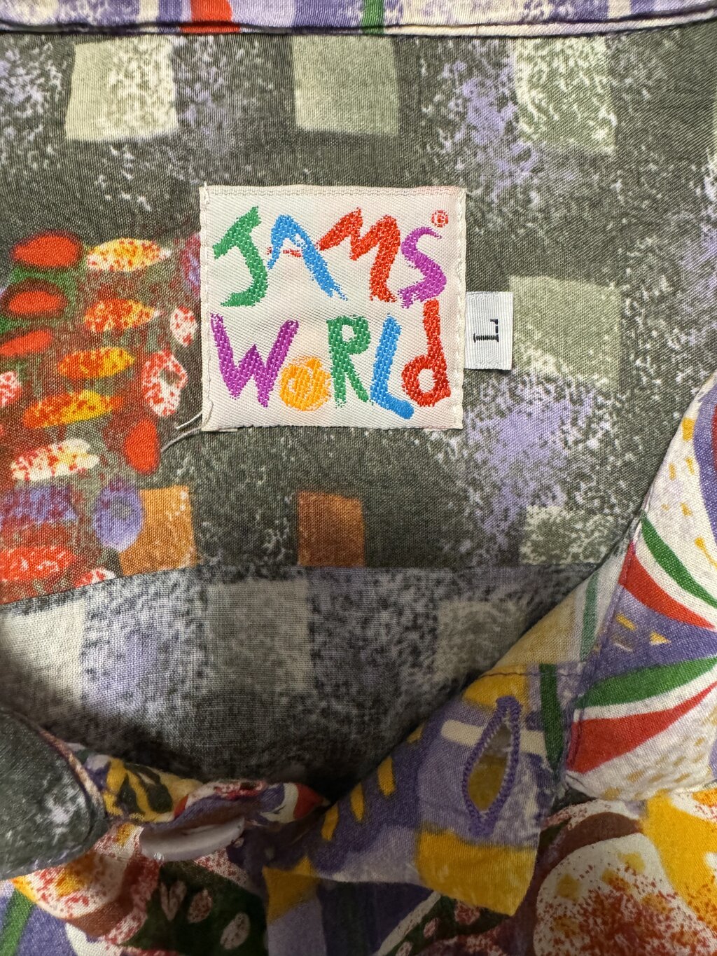 1990s Jams World Abstract Floral & Geometric Shirt – Multi-Color (L)