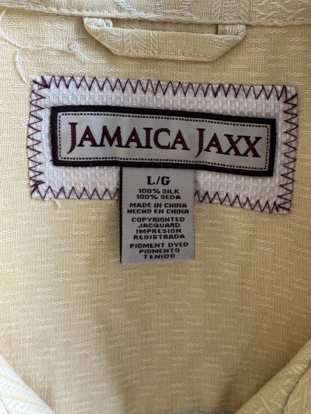 2000s Jamaica Jaxx Tropical Fruits Jacquard Shirt – Beige (L)