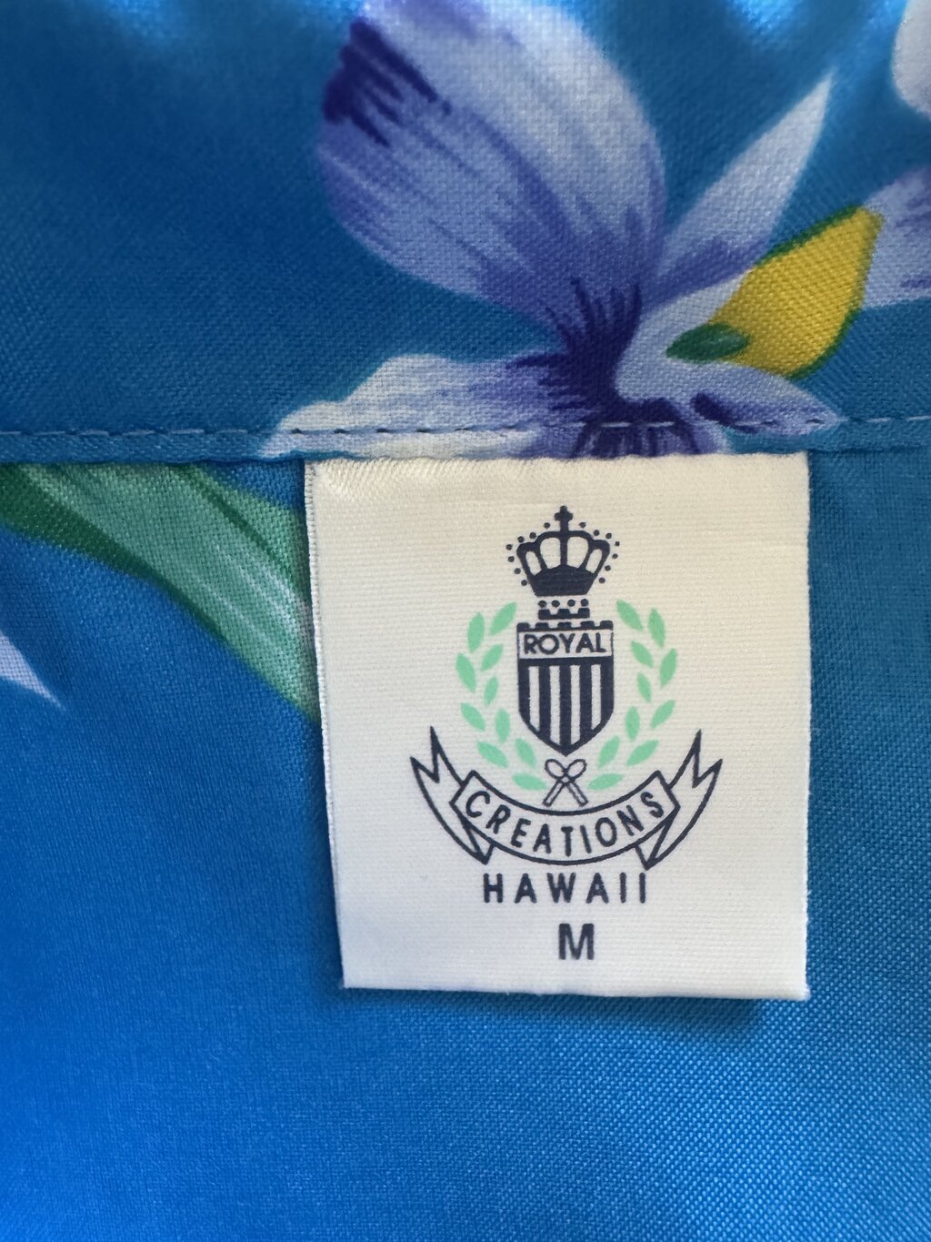 1980s - Royal Creations Blue Orchid Print Hawaiian Shirt – Made in USA (M)