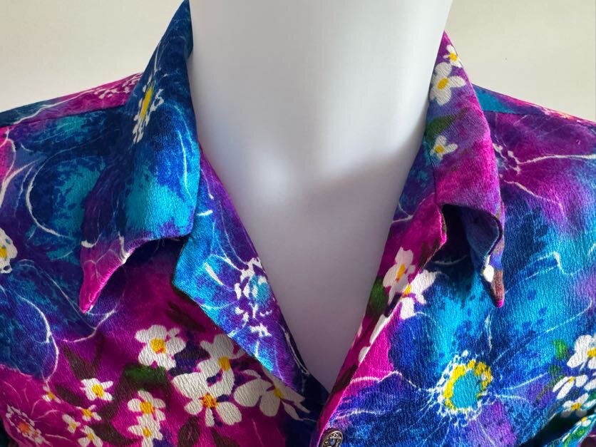 Island Togs 60s-70s Barkcloth Aloha Shirt – Magenta Bloom Explosion, Made in USA