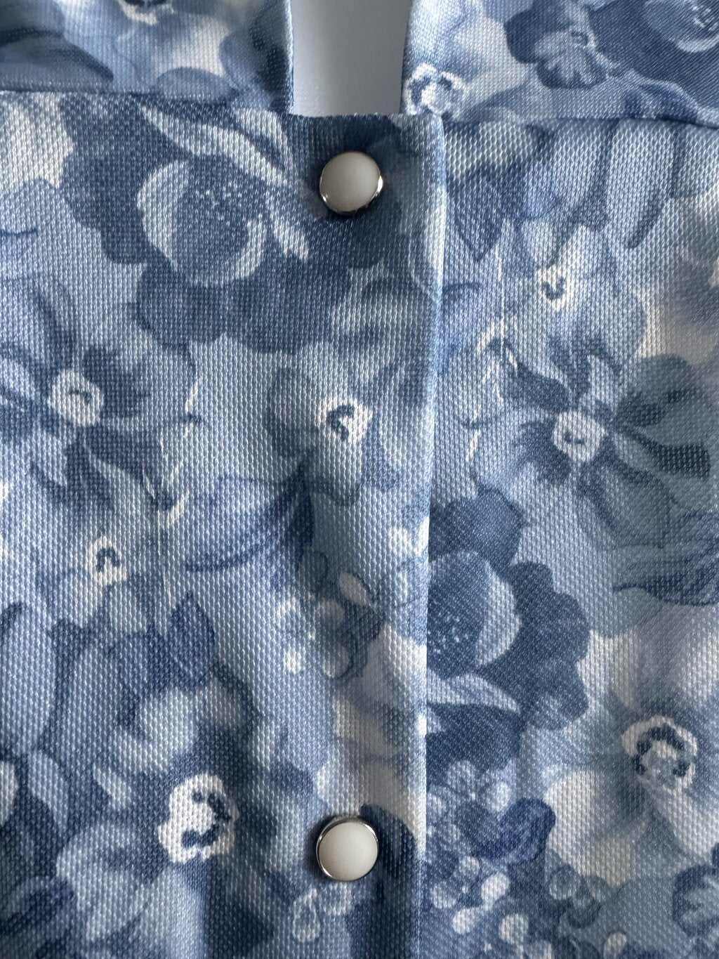 1990s Haband Tropical Leaf Print Aloha Shirt – Blue & Sage Rayon Blend (L)