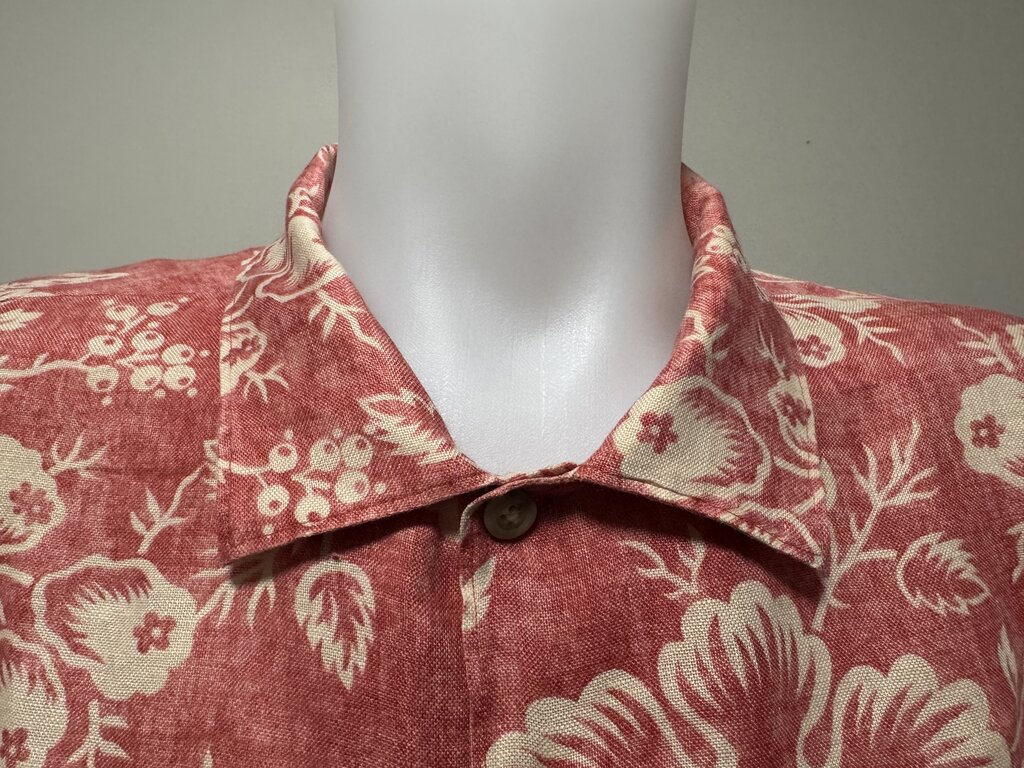 1990s Ralph Lauren Floral Print Linen Shirt – Red & White (XL)