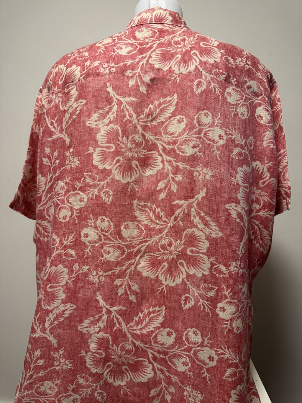 1990s Ralph Lauren Floral Print Linen Shirt – Red & White (XL)
