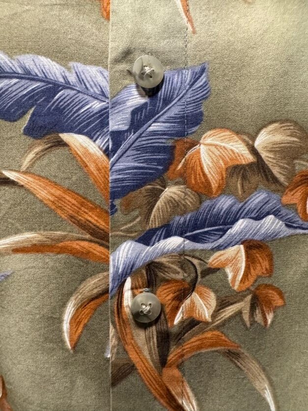 1990s Pierre Cardin Tropical Floral Shirt – Green/Tan/Blue (XL)