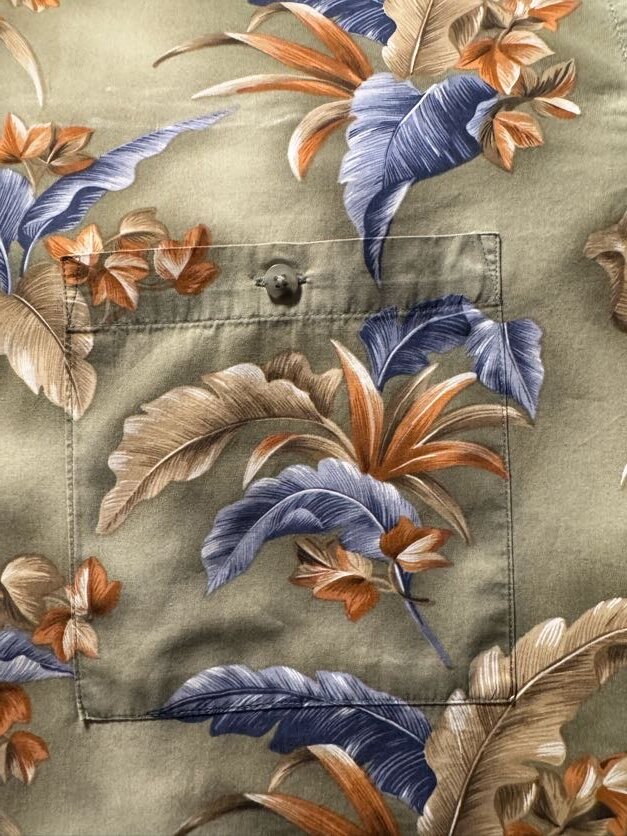 1990s Pierre Cardin Tropical Floral Shirt – Green/Tan/Blue (XL)