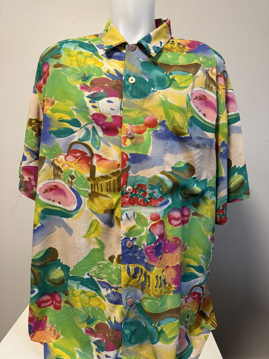 90s Jams World Abstract Brushstroke Shirt – Multicolor Rayon Art Print (XL)