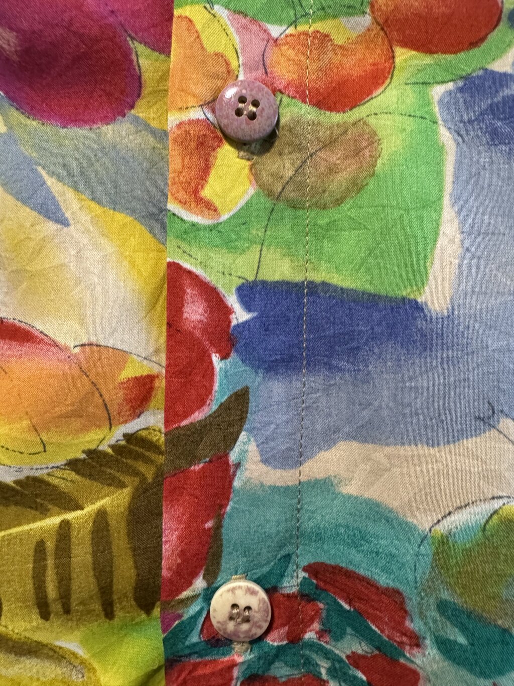 90s Jams World Abstract Brushstroke Shirt – Multicolor Rayon Art Print (XL)