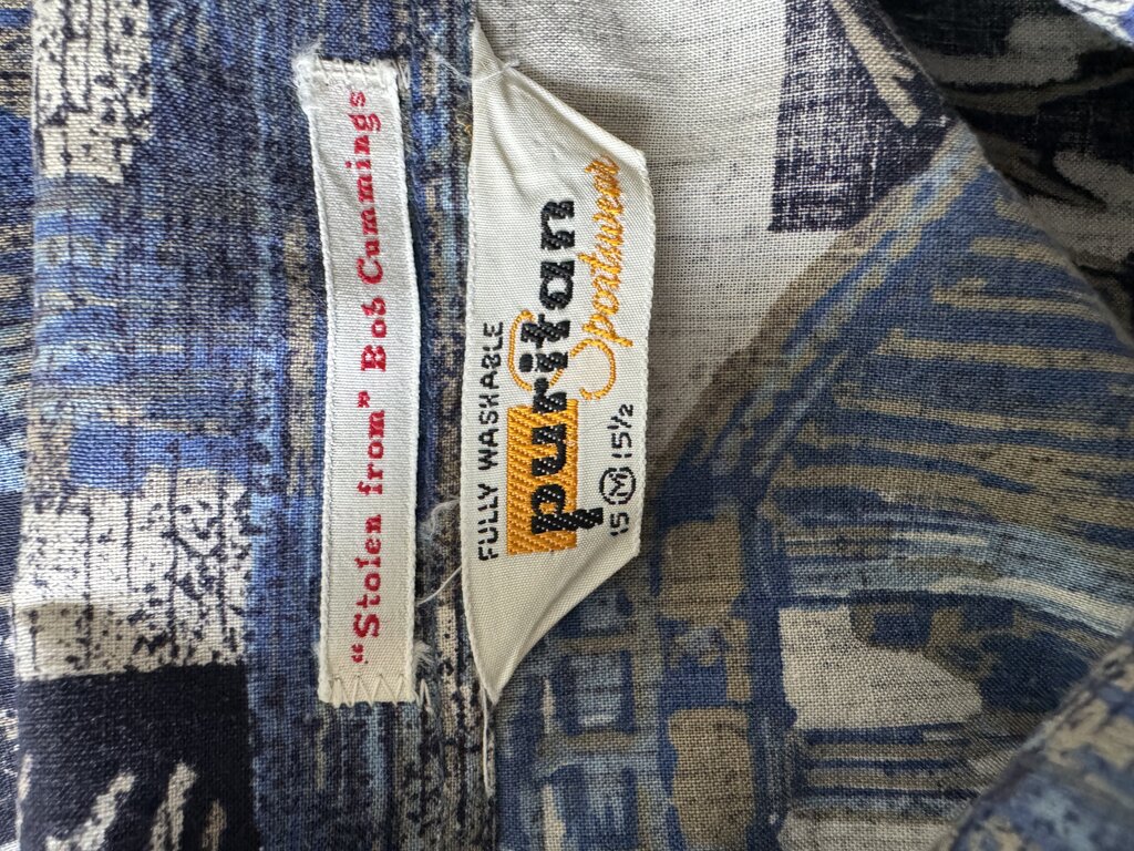 Rare 90s Puritan Sportswear Zipper Shirt – Abstract Polynesian Temple Print