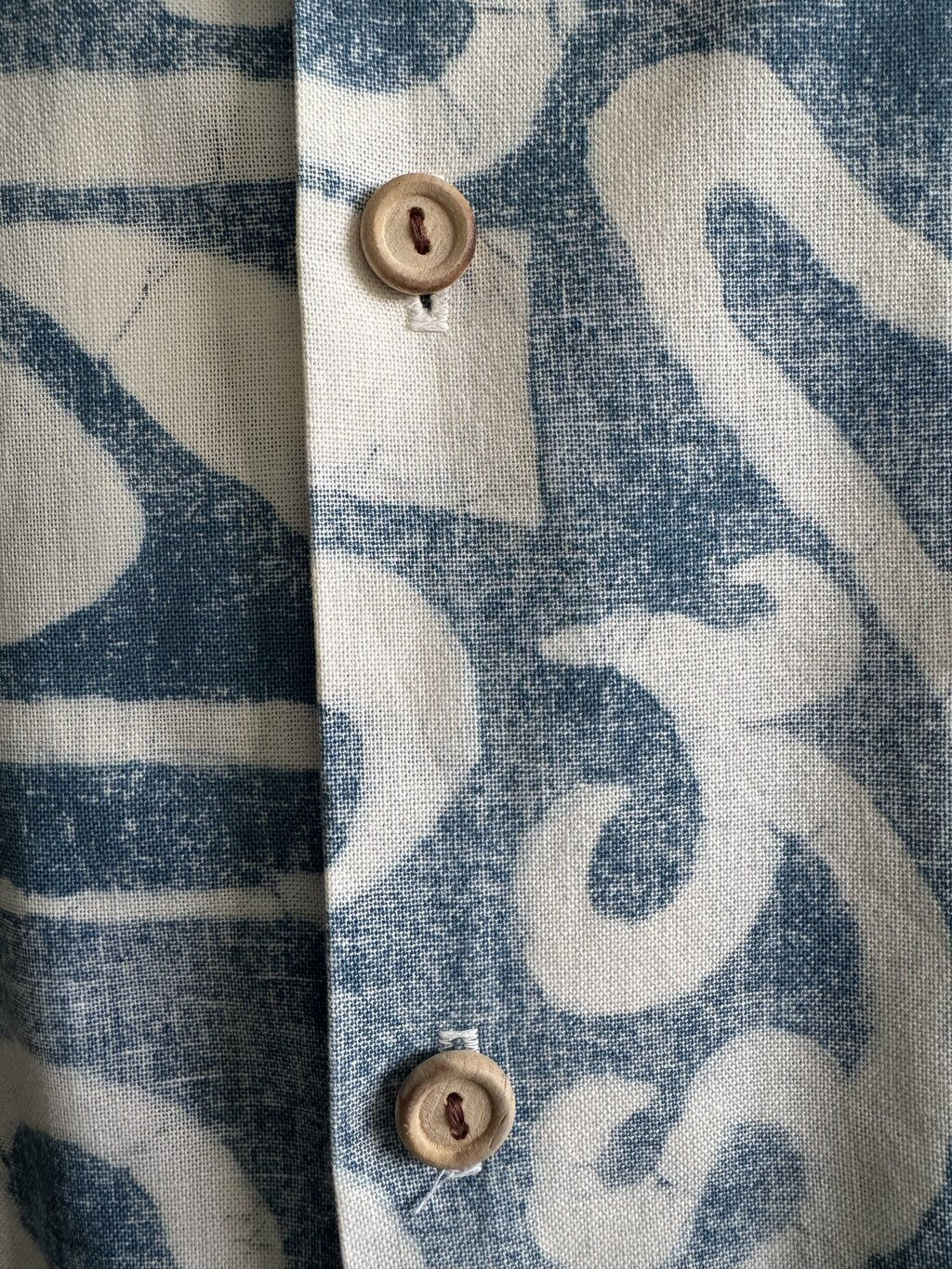 1960s Surf Line Liberty House Aloha Shirt – Tapa-Inspired Indigo Print w/ 4 Pockets (XL)