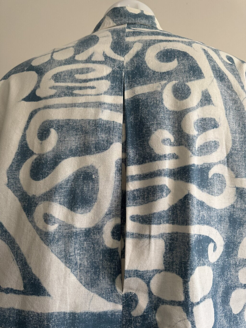 1960s Surf Line Liberty House Aloha Shirt – Tapa-Inspired Indigo Print w/ 4 Pockets (XL)