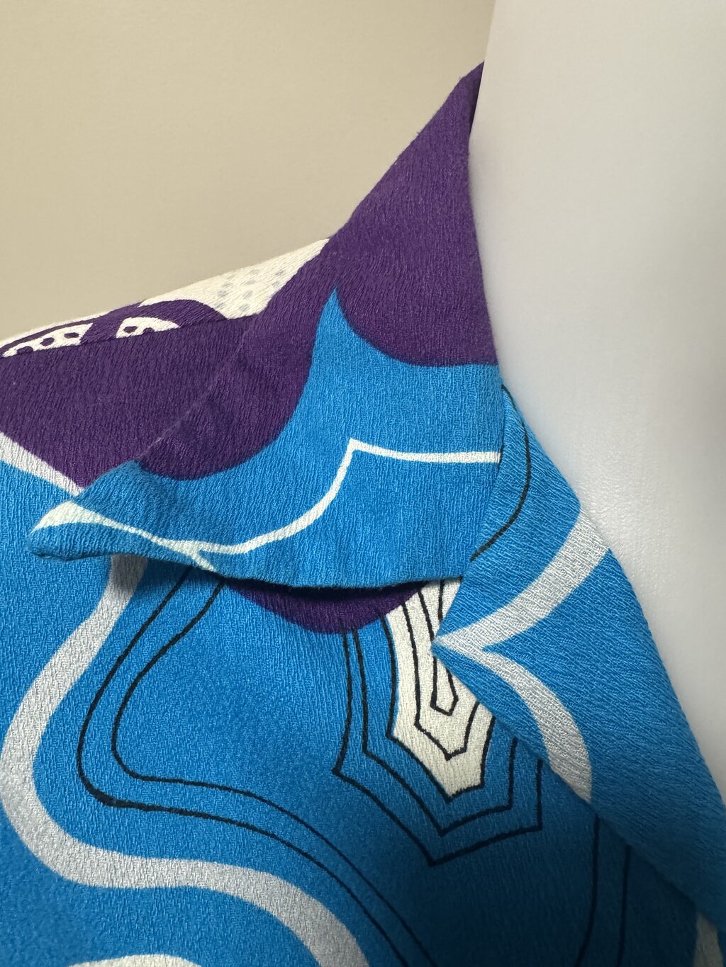 Sears Hawaii 70s Barkcloth Shirt – Electric Floral in Purple & Sky Blue