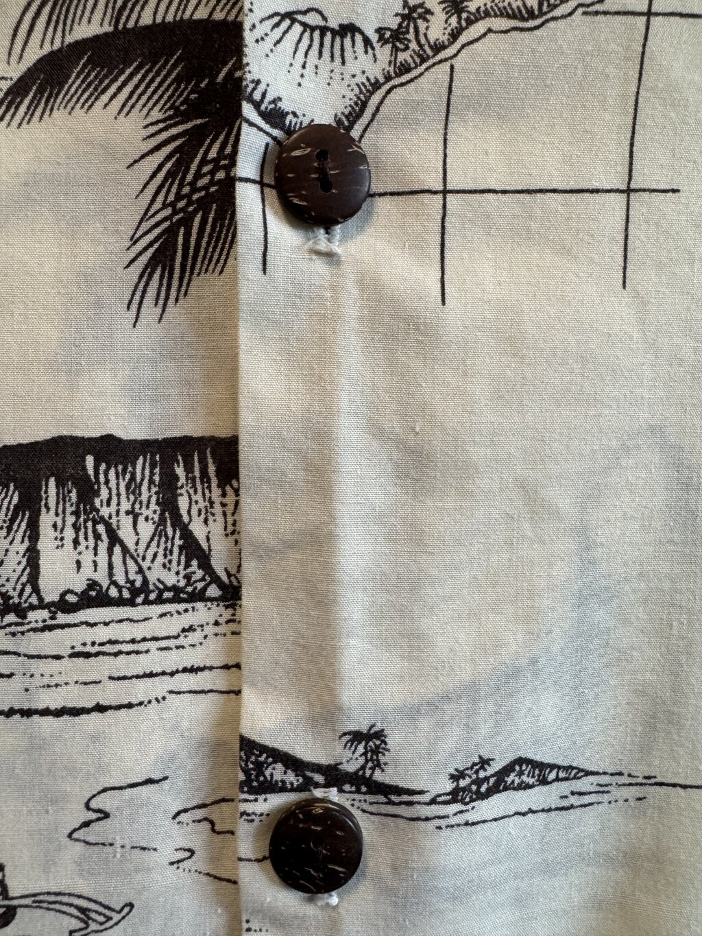 1990s Royal Creations Hawai‘i Island Map Shirt – Monochrome Nautical Print (XXL)