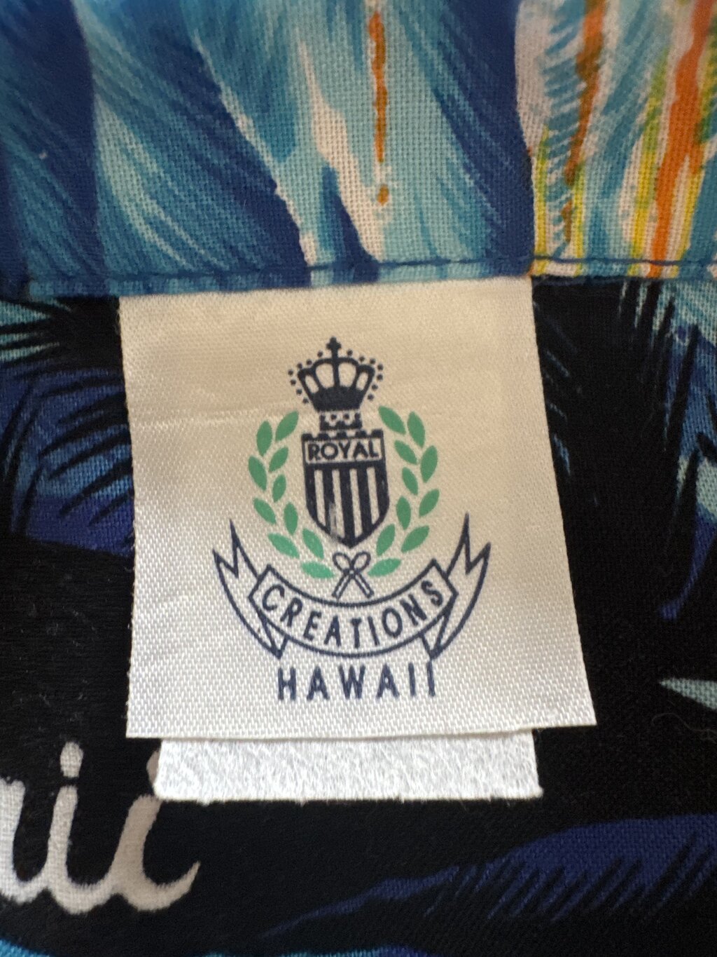 1990s - Royal Creations Scenic Sunset Shirt – Blue Ocean & Palm Print (M)