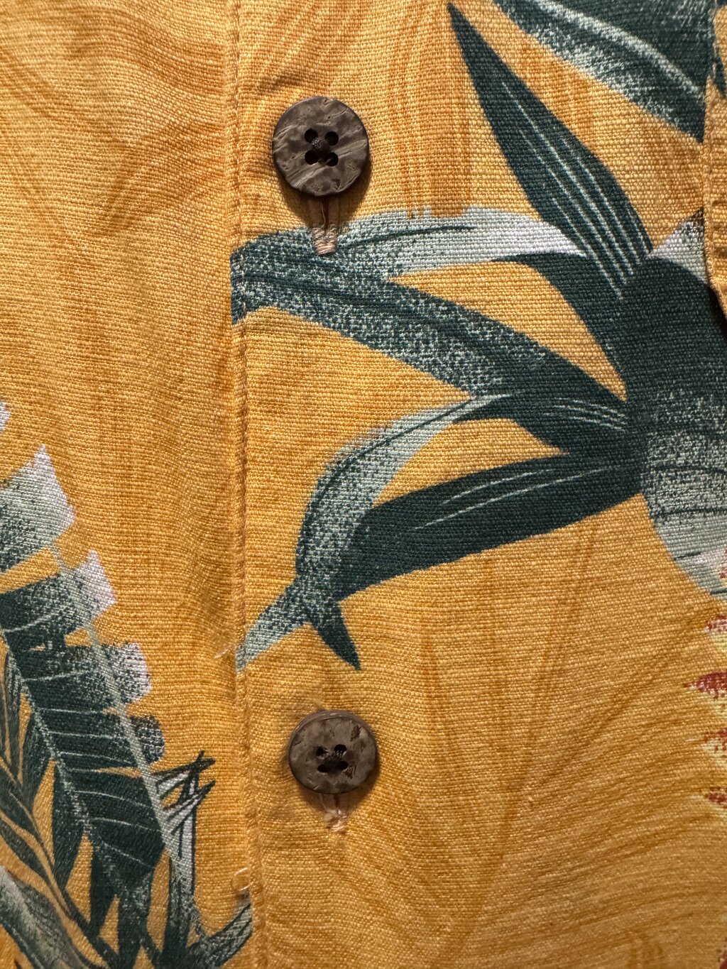 1990s Joe Marlin Yellow Tropical Floral Camp Collar (M)