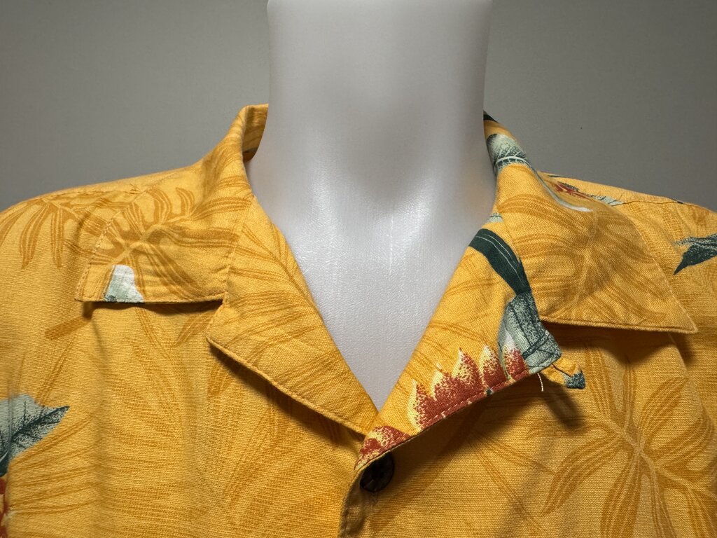 1990s Joe Marlin Yellow Tropical Floral Camp Collar (M)
