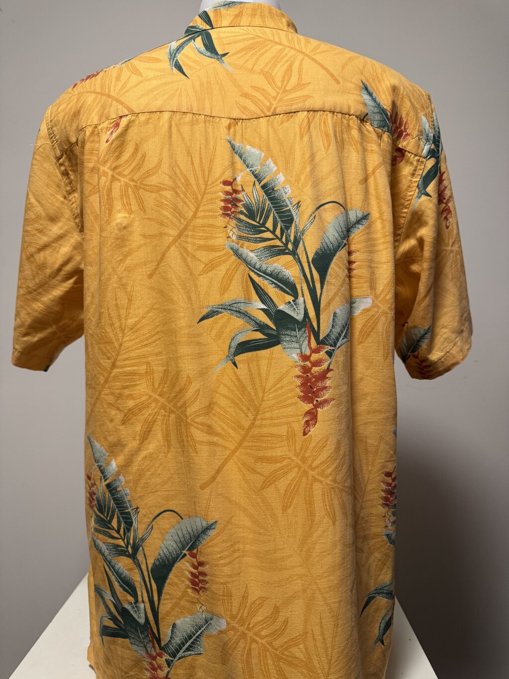 1990s Joe Marlin Yellow Tropical Floral Camp Collar (M)