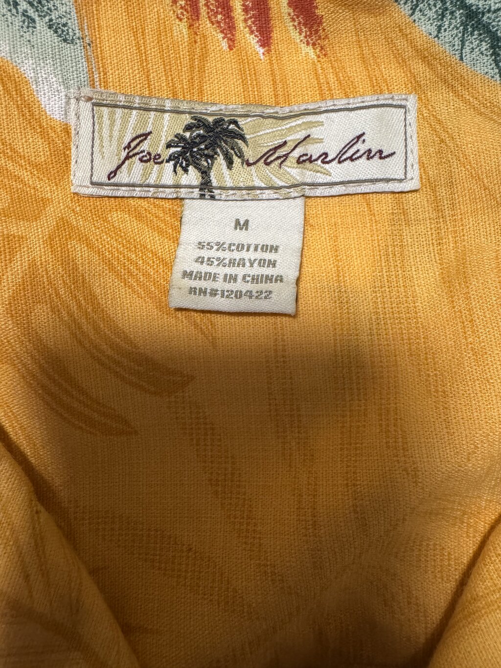 1990s Joe Marlin Yellow Tropical Floral Camp Collar (M)