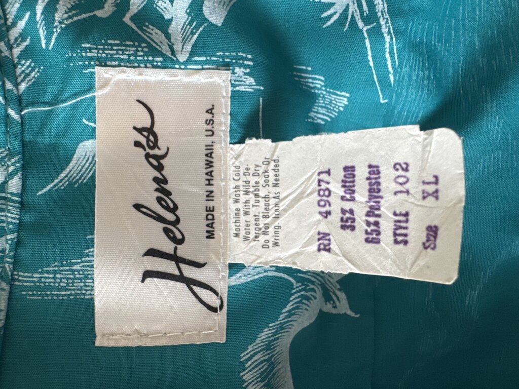 1980s Helena’s Hawaiian Islands Nautical Map Shirt – Teal & White (XL)