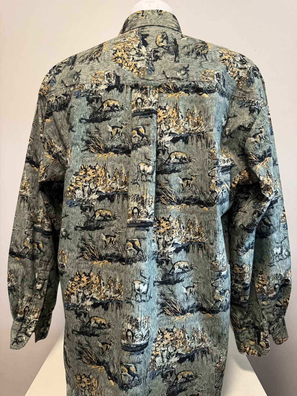 1970s Field & Stream Jungle Floral Shirt – Earth-Tone Rayon Blend (XL)