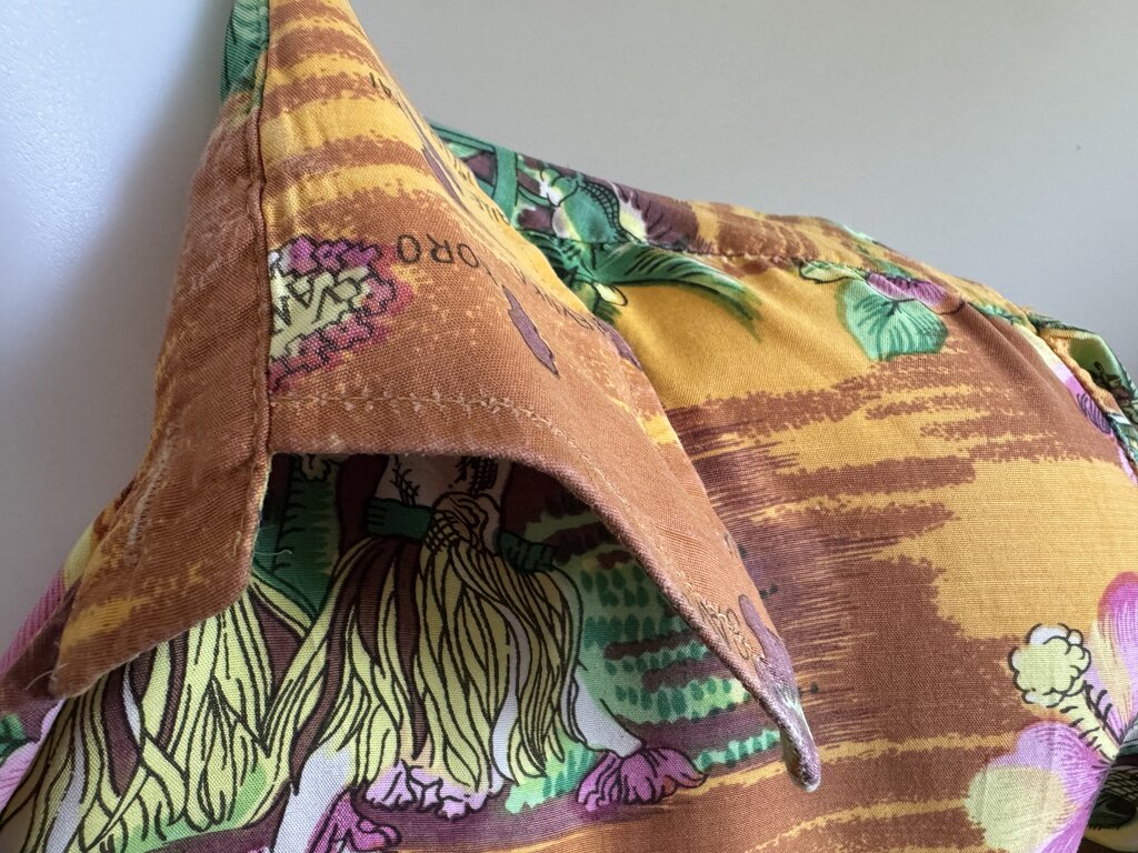 1960s-1970s - Vintage Fiji Map Print Rayon Hawaiian Shirt - Bold Orange & Hibiscus Motif