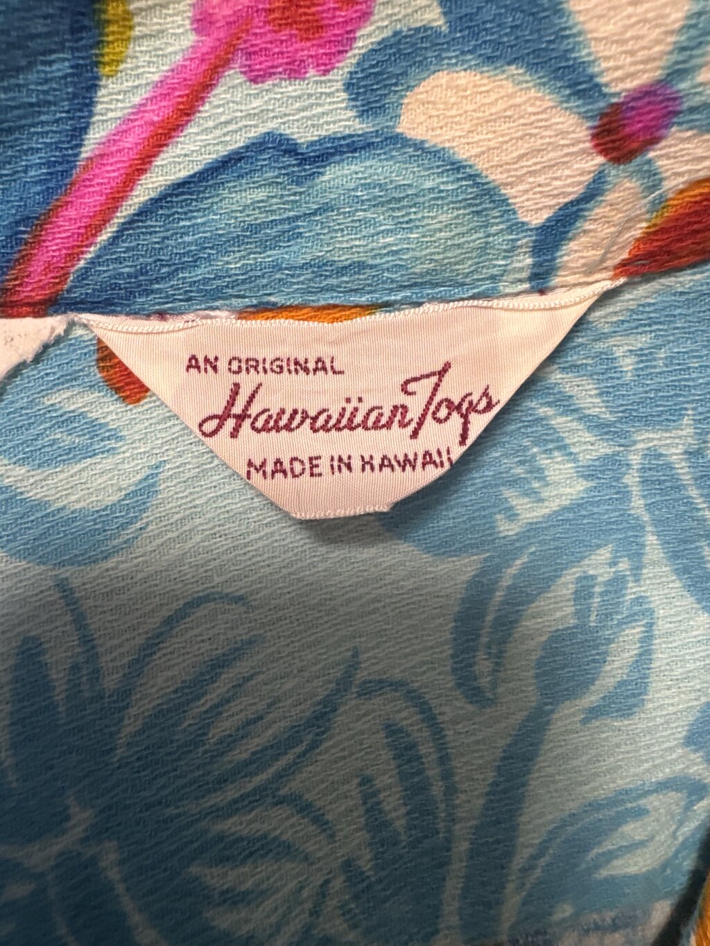 1970s Hawaiian Togs Shirt – Sky Blue Floral Explosion in Thick Cotton (L)