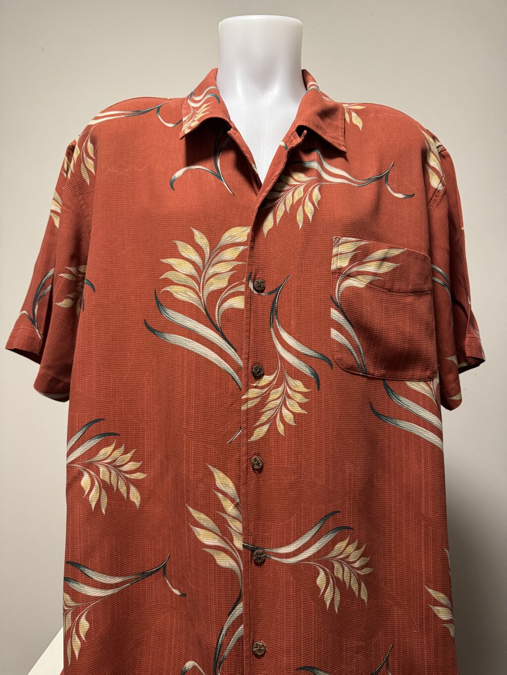 1990s Solitude Floral Shirt – Rust & Cream (XL)