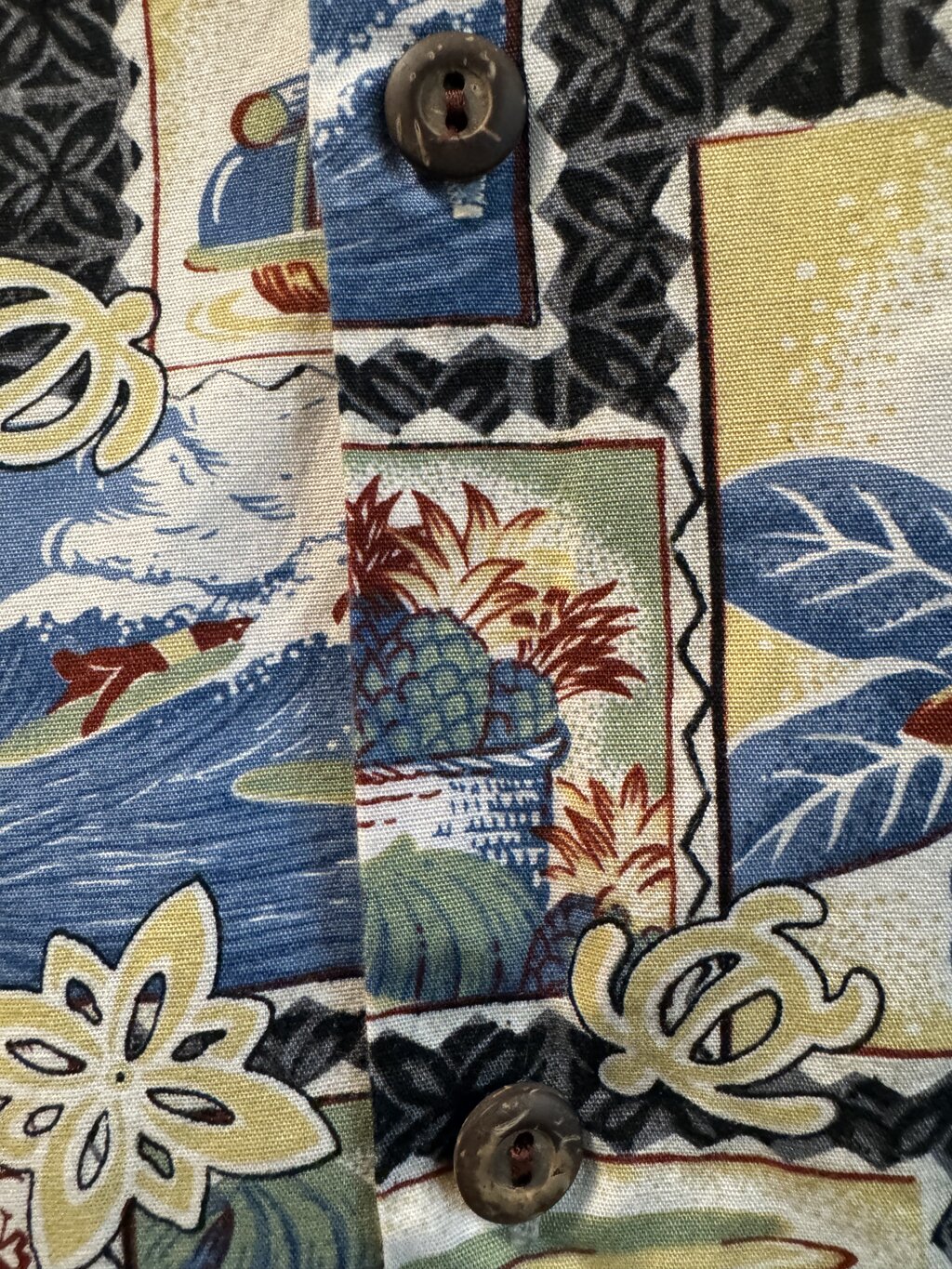 Tropicana 90s Surf Woody Aloha Shirt – Vintage Cotton with Coconut Buttons (XL)