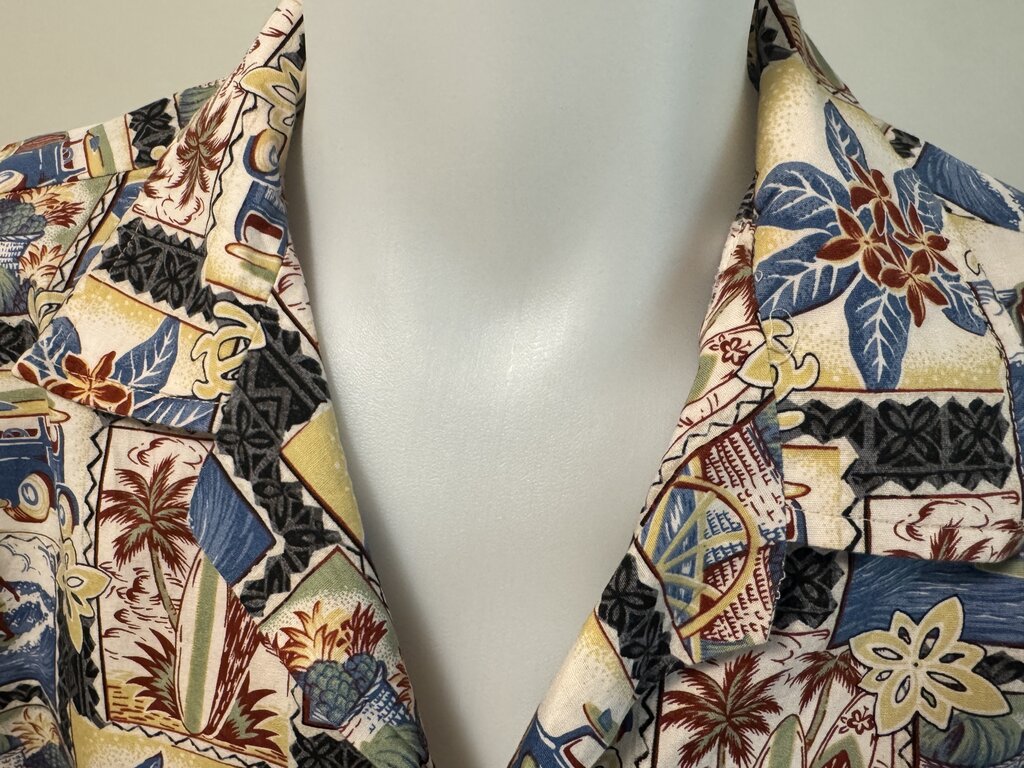 Tropicana 90s Surf Woody Aloha Shirt – Vintage Cotton with Coconut Buttons (XL)