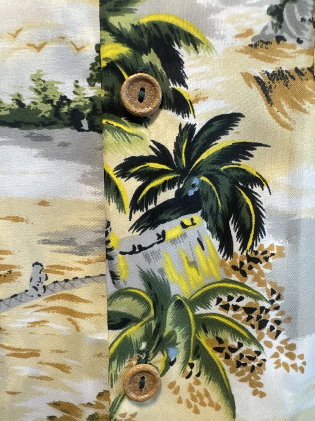 1980s Big Sur Scenic Shirt – Lighthouse & Net Fishing Print (L)