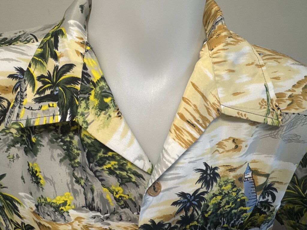 1980s Big Sur Scenic Shirt – Lighthouse & Net Fishing Print (L)