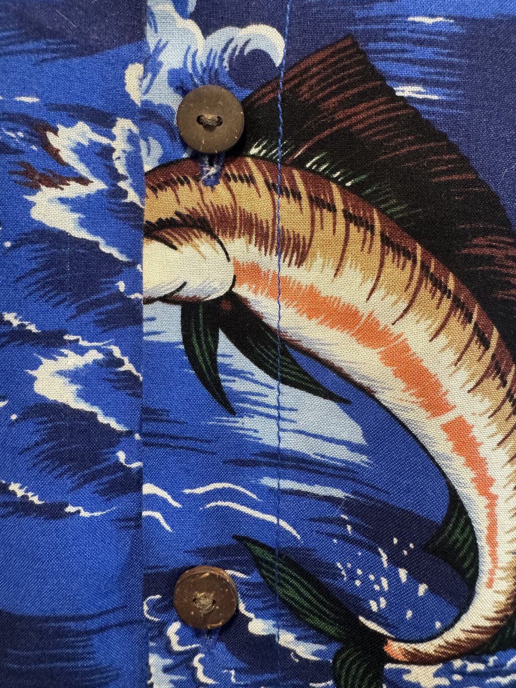 1980s Tiki Lake Scenic Shirt – Canoes, Volcanoes & Misty Blue Rayon (M)