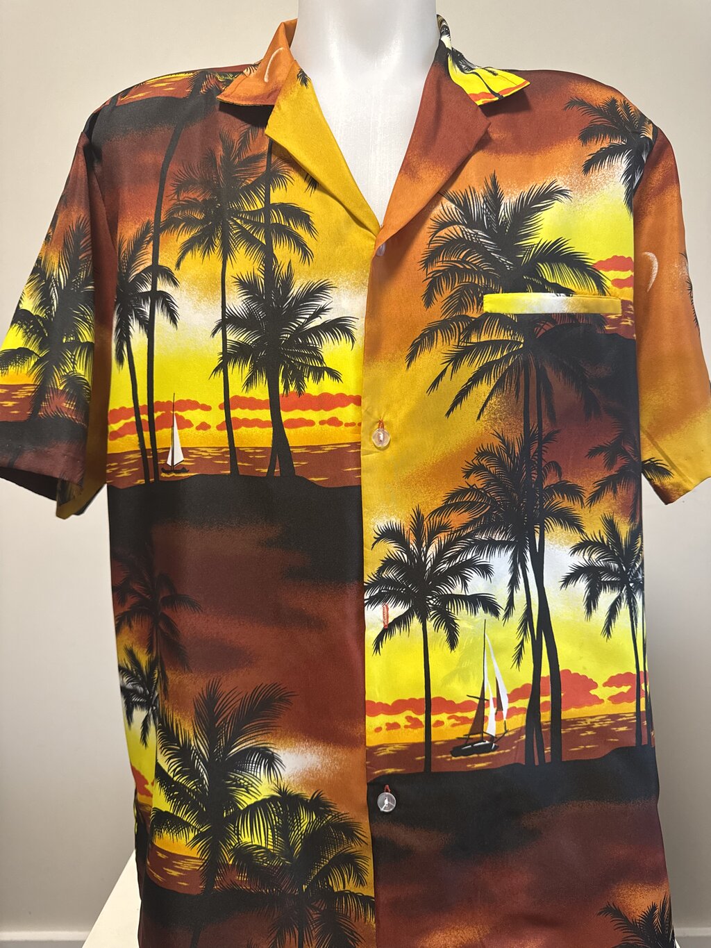 1990s Royal Creations Bamboo & Ginger Shirt – Deep Teal Rayon (L)