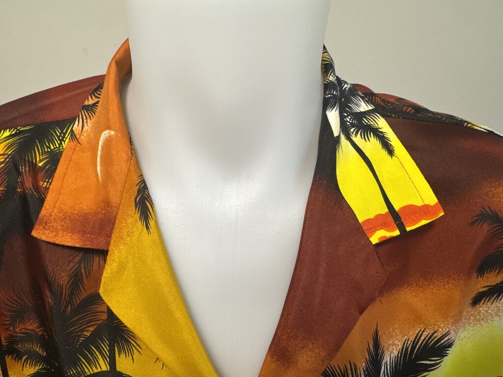 1990s Royal Creations Bamboo & Ginger Shirt – Deep Teal Rayon (L)