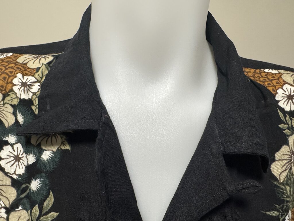 1990s Steve & Barry’s Pineapple & Floral Panel Shirt – Black & Beige (L)