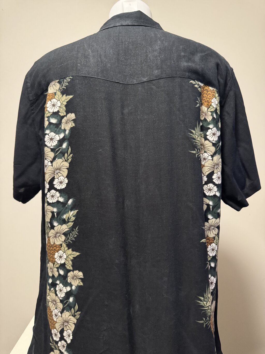 1990s Steve & Barry’s Pineapple & Floral Panel Shirt – Black & Beige (L)