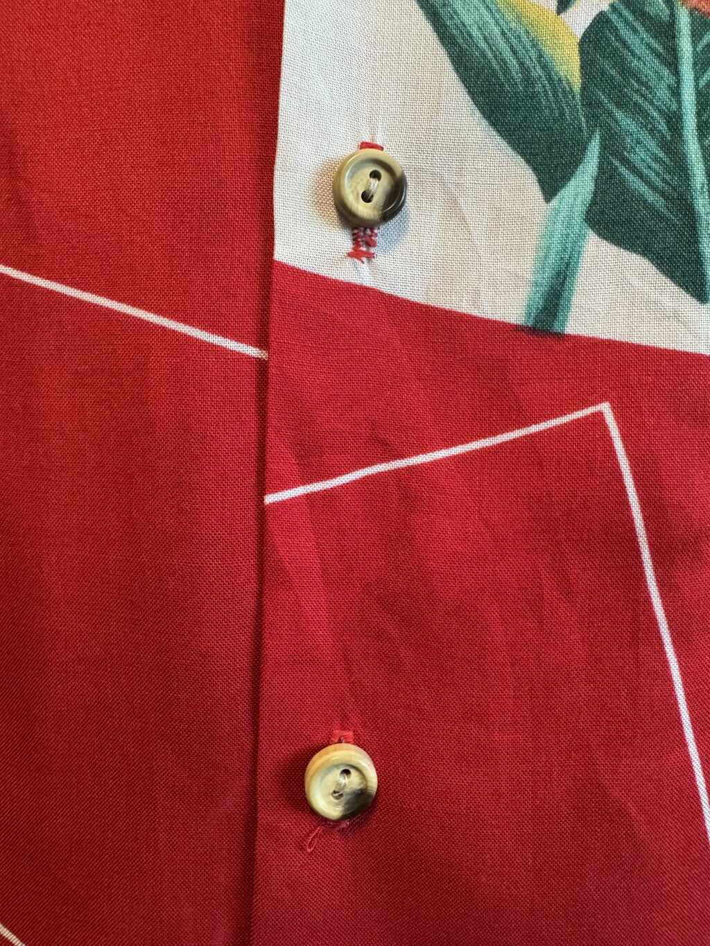 1990s Cooke Street Anthurium & Bird of Paradise Shirt – Red & Cream Rayon (M)