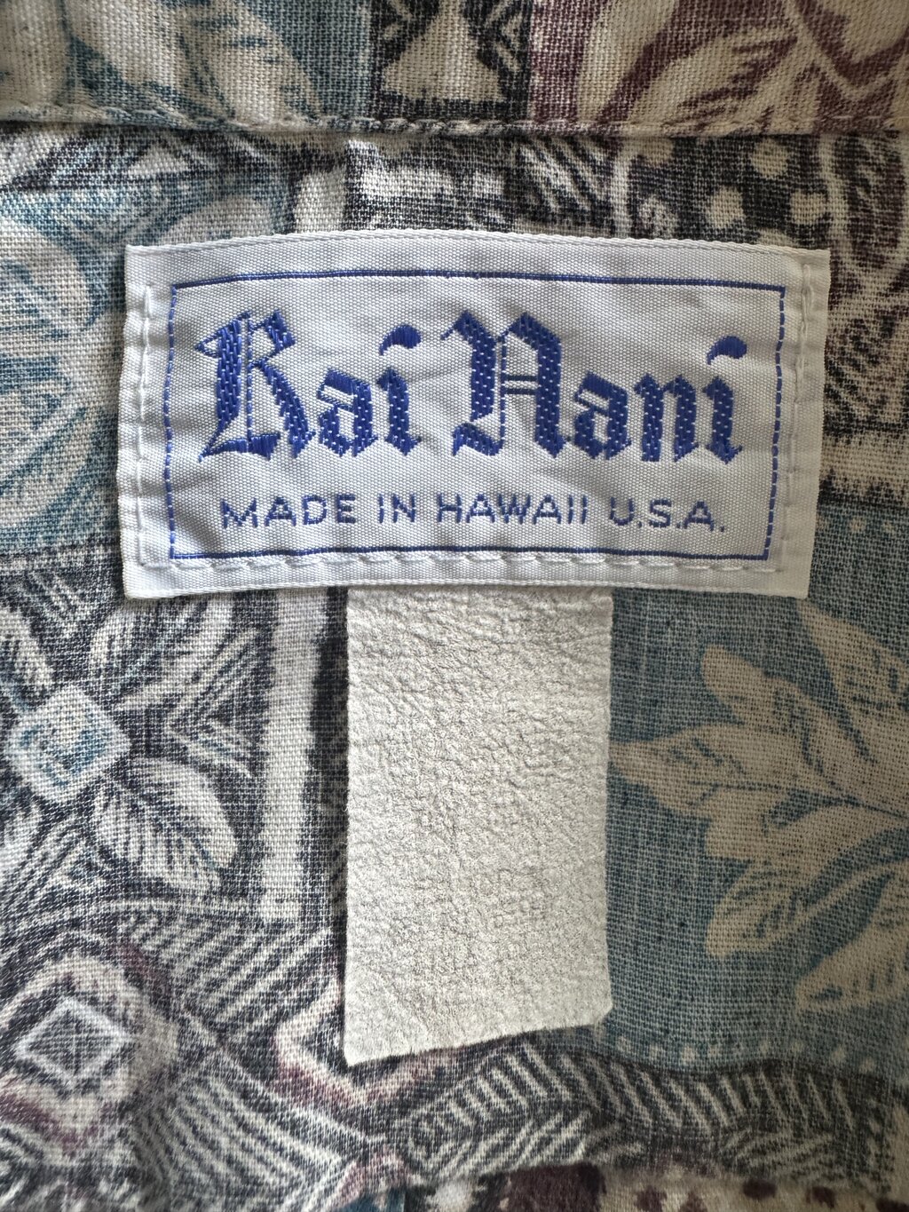 1990s Kai Nani Tapa-Inspired Patchwork Shirt – Slate Blue, Plum & Ash (4XL)