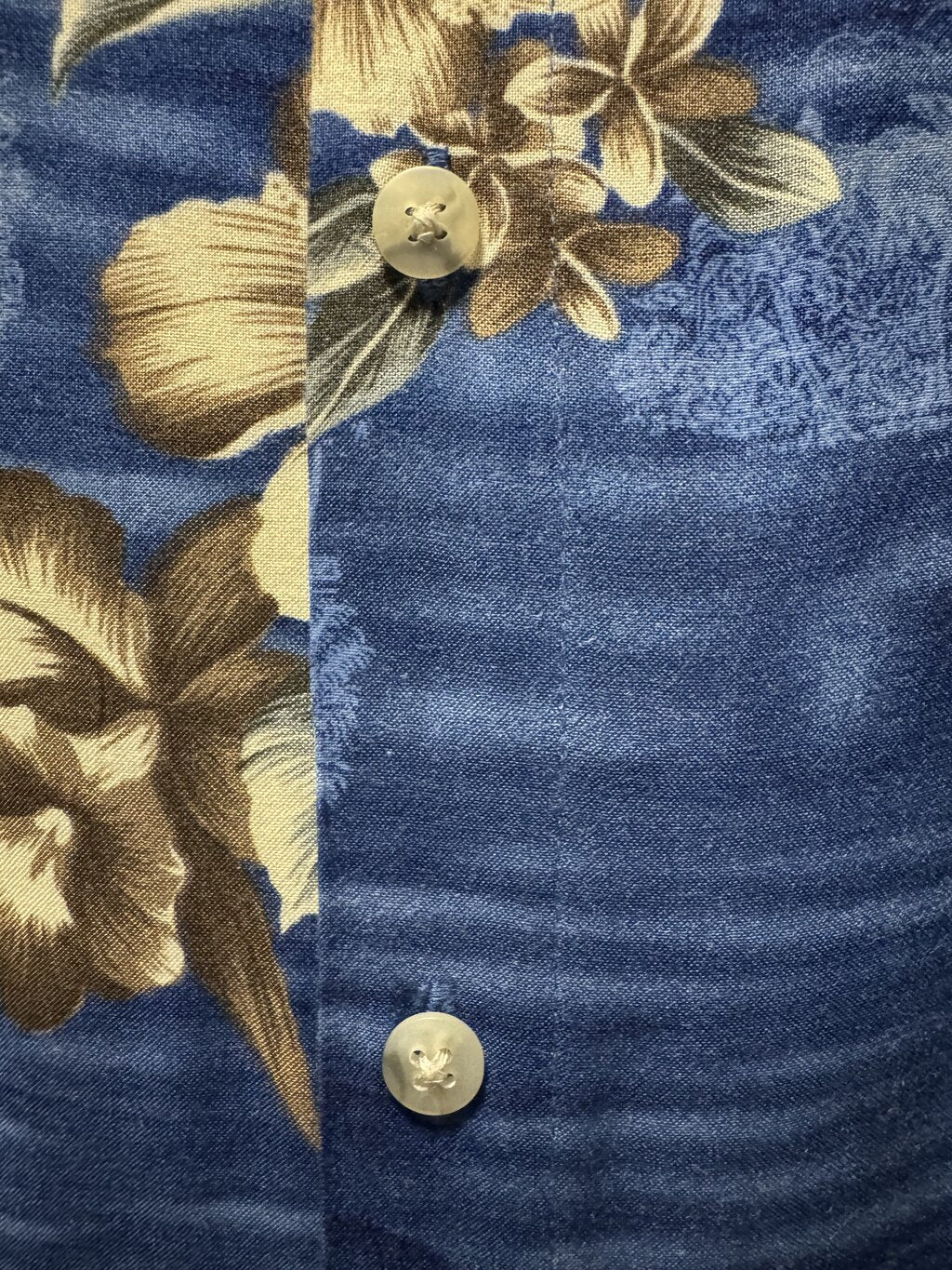 1990s Pierre Cardin Floral & Landscape Shirt – Blue & Brown (L)