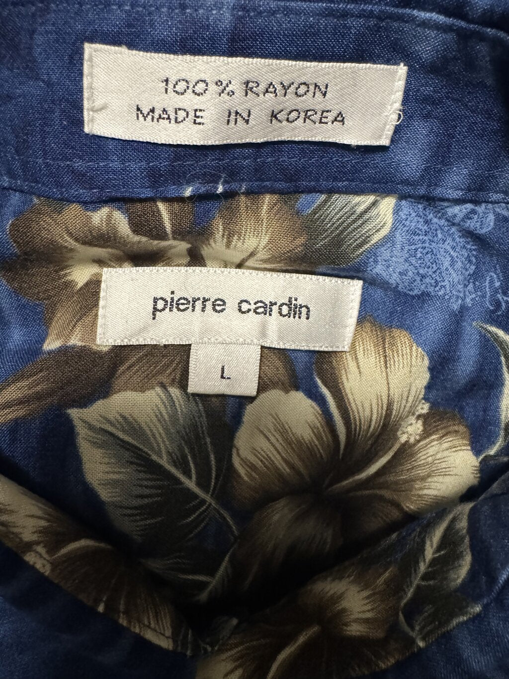 1990s Pierre Cardin Floral & Landscape Shirt – Blue & Brown (L)
