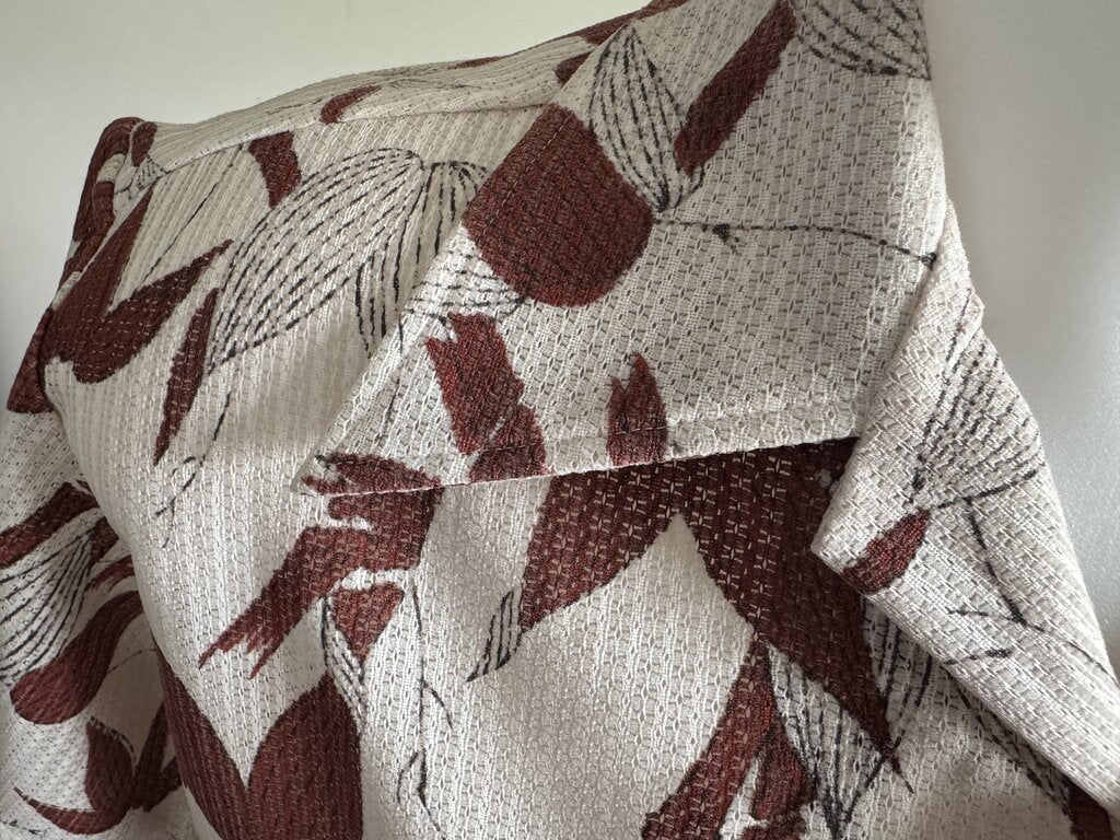 Rare 3-Pocket 1950s Barkcloth Bamboo Shirt – Sea God (L)