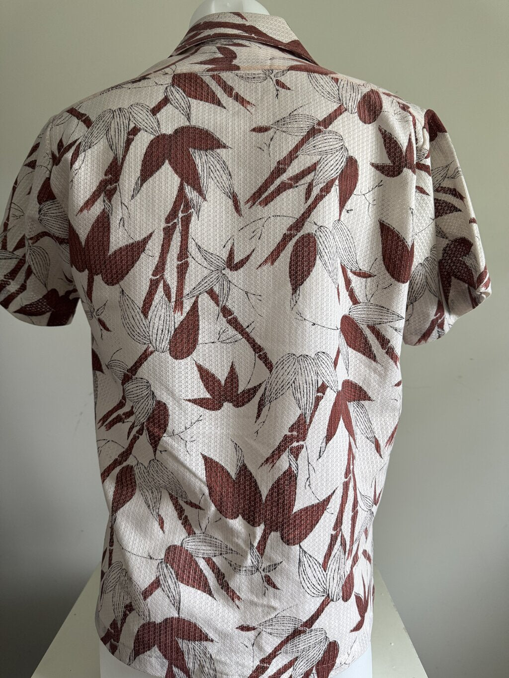 Rare 3-Pocket 1950s Barkcloth Bamboo Shirt – Sea God (L)