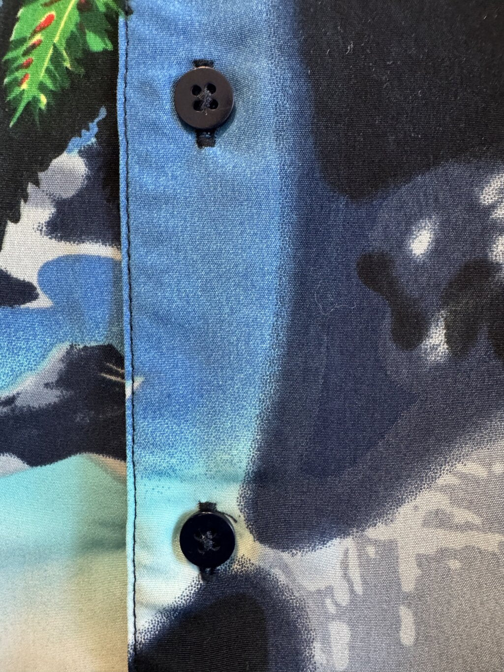 1970s Box Office Island Shirt – Bamboo & Tiki Huts on Mocha Barkcloth (XL)